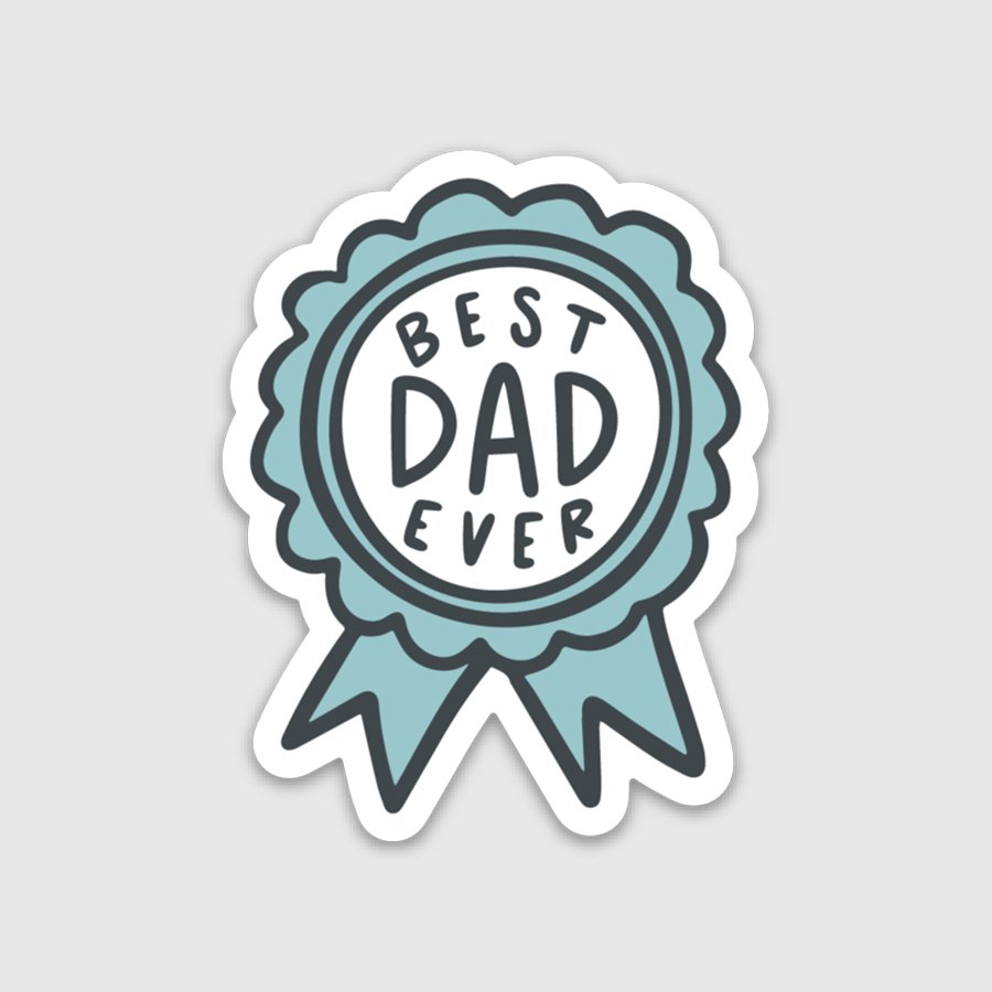 Best Dad Ever Ribbon Sticker - Mockingbird on Broad