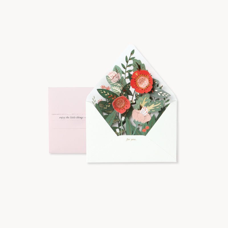 Pop Up Card - Floral Envelope - Mockingbird on Broad