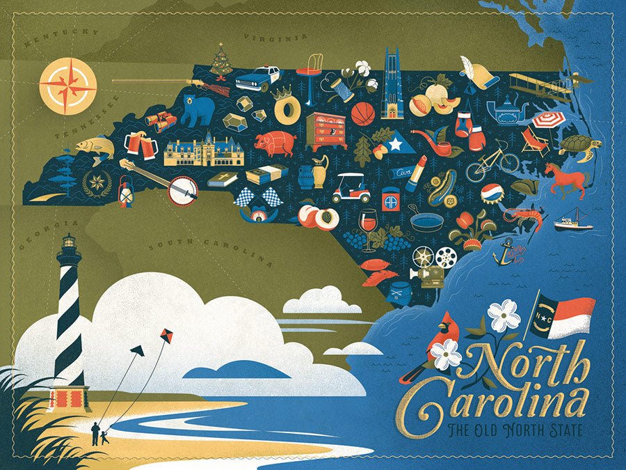 True South Puzzle - North Carolina - Mockingbird on Broad
