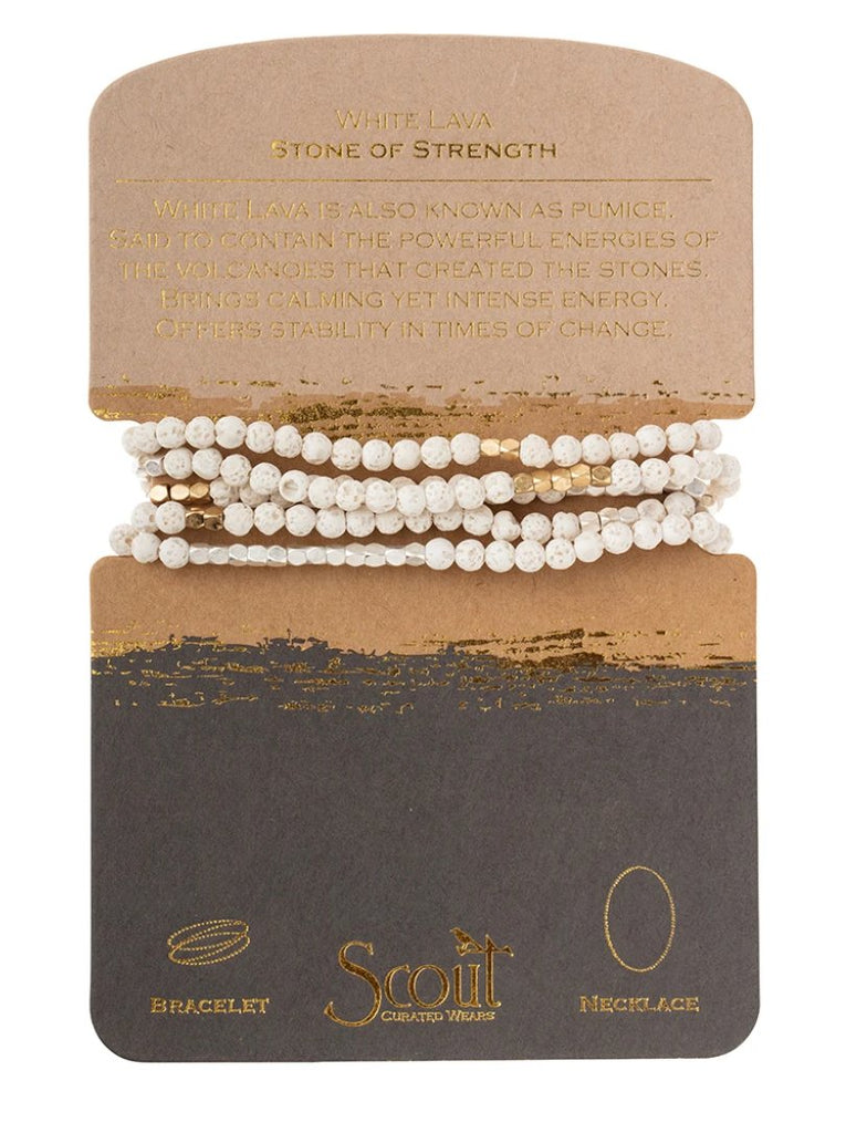 Stone Wrap Necklace/Bracelet - White Lava - Mockingbird on Broad