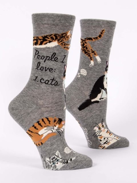 Crew Socks - People I Love: Cats - Mockingbird on Broad