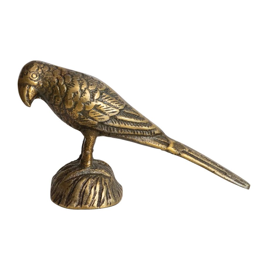 Cast Aluminum Bird, Antique Gold Finish - Mockingbird on Broad