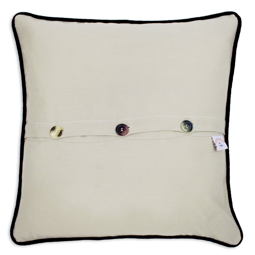 catstudio - Wyoming Pillow - Capturing the essence of a place, each of our geography collection pillows is EMBROIDERED by HAND on 100% organic cotton.
