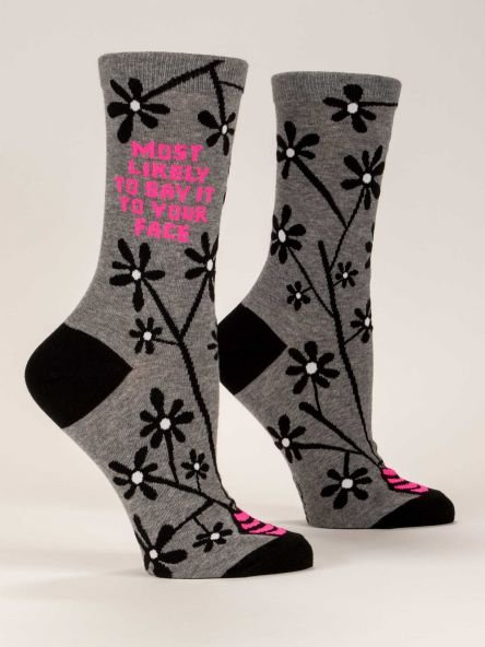 Crew Socks - Most Likely To Say It To Your Face - Mockingbird on Broad