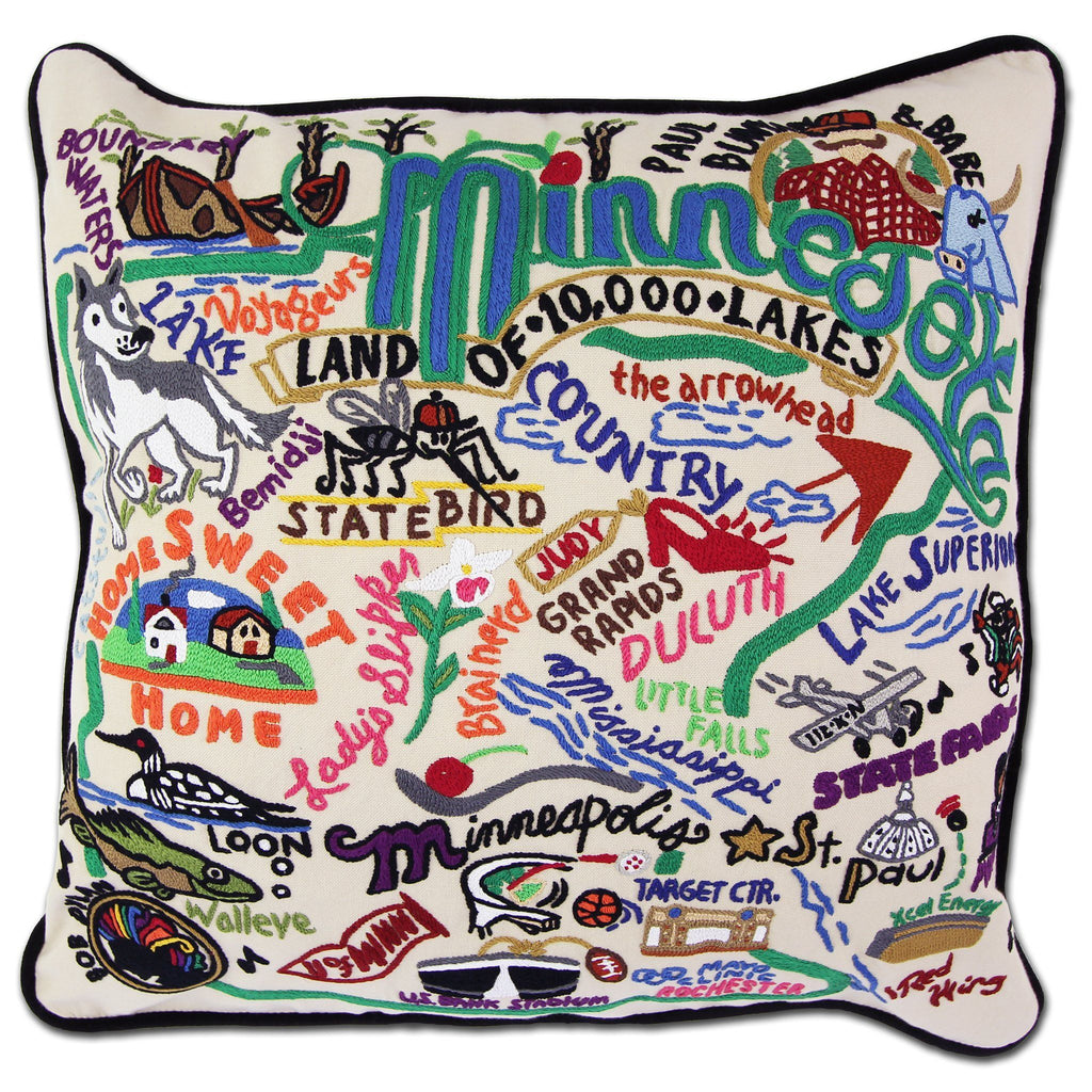 catstudio - Minnesota Pillow - Mockingbird on Broad
Capturing the essence of a place, each of our geography collection pillows is EMBROIDERED by HAND on 100% organic cotton.
