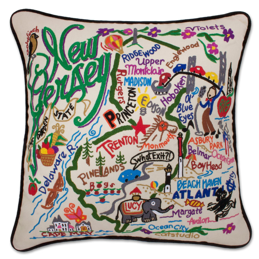 catstudio - New Jersey Pillow - Mockingbird on Broad
Capturing the essence of a place, each of our geography collection pillows is EMBROIDERED by HAND on 100% organic cotton.