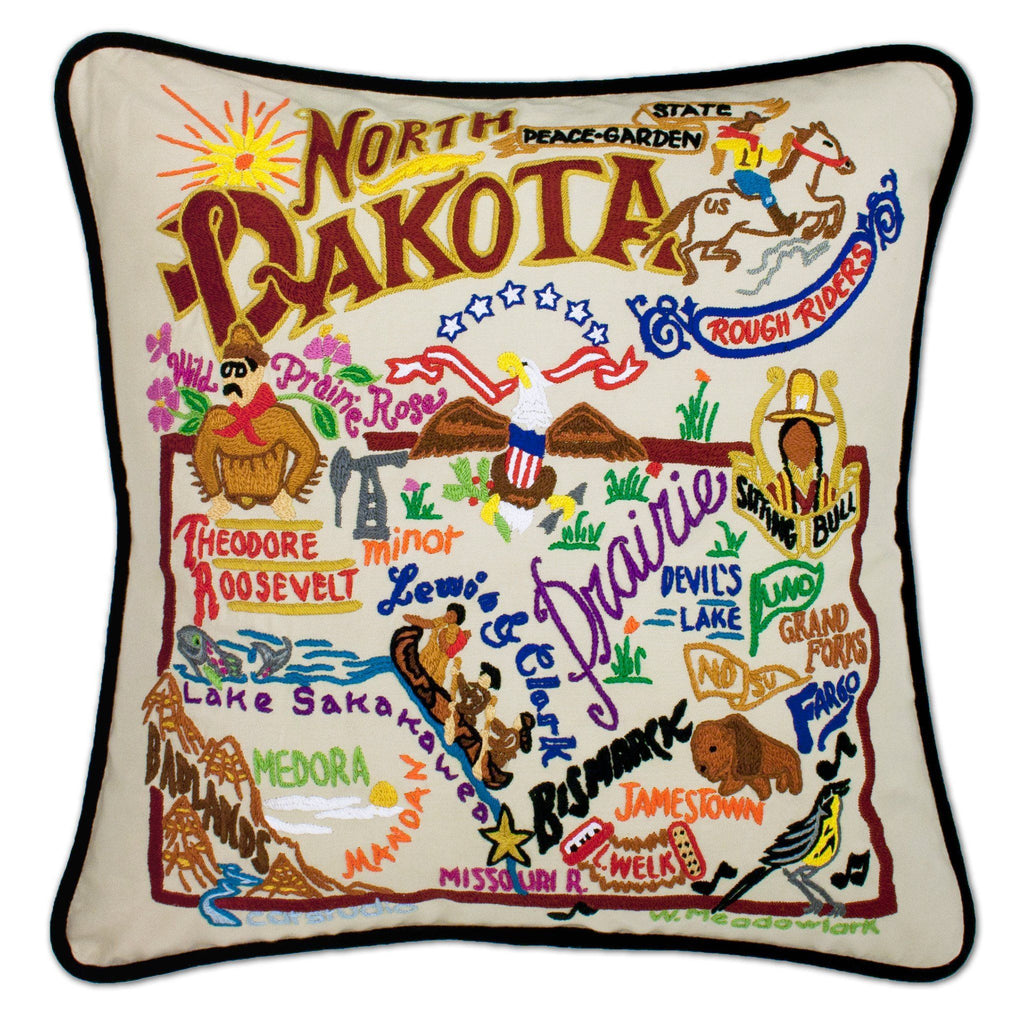catstudio - North Dakota Pillow - Mockingbird on Broad
Capturing the essence of a place, each of our geography collection pillows is EMBROIDERED by HAND on 100% organic cotton.
