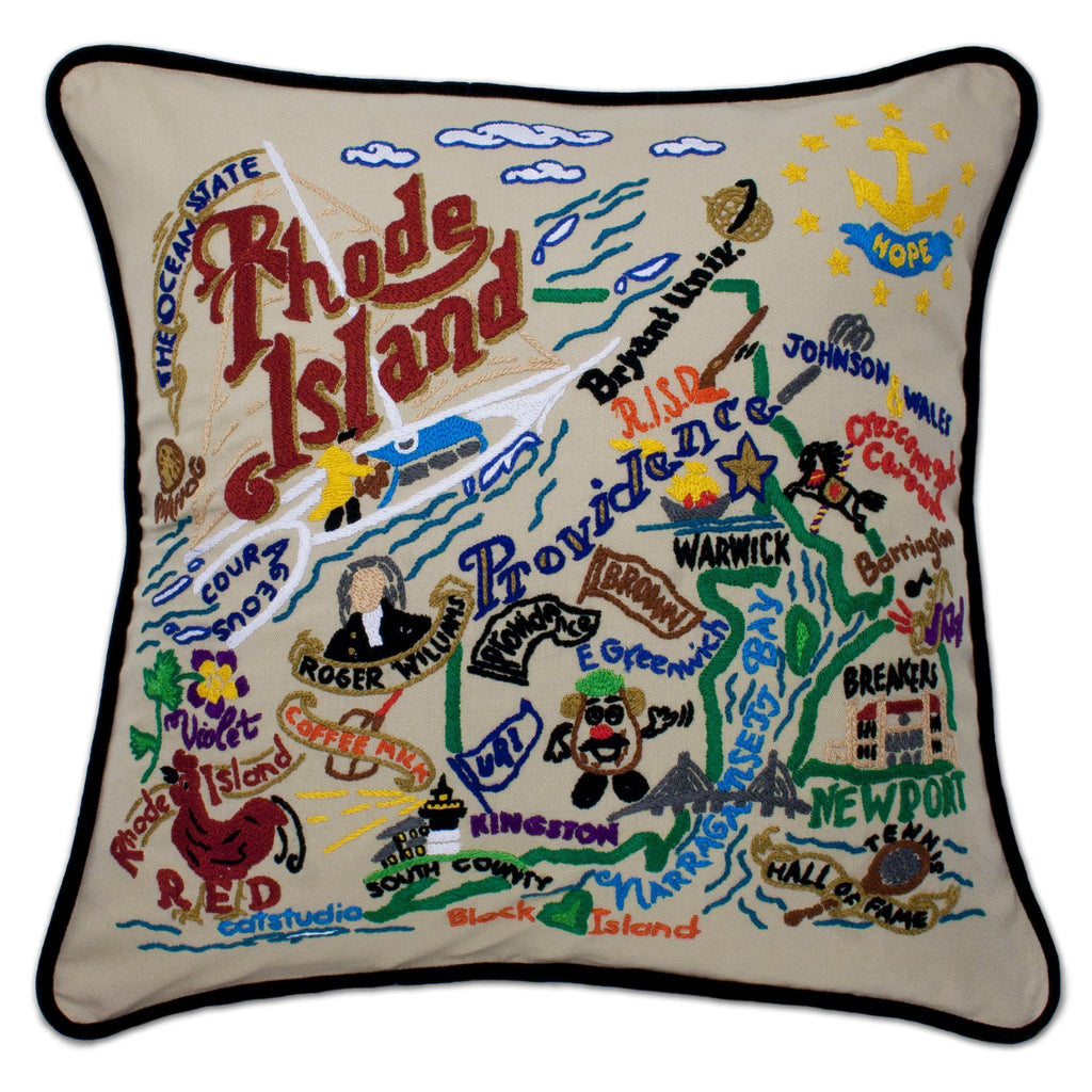 catstudio - Rhode Island Pillow - Mockingbird on Broad
Capturing the essence of a place, each of our geography collection pillows is EMBROIDERED by HAND on 100% organic cotton.