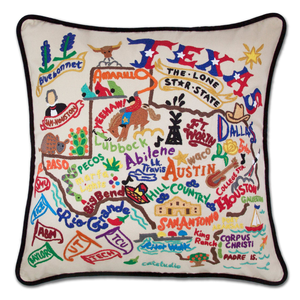 catstudio - Texas Pillow - Mockingbird on Broad
Capturing the essence of a place, each of our geography collection pillows is EMBROIDERED by HAND on 100% organic cotton.