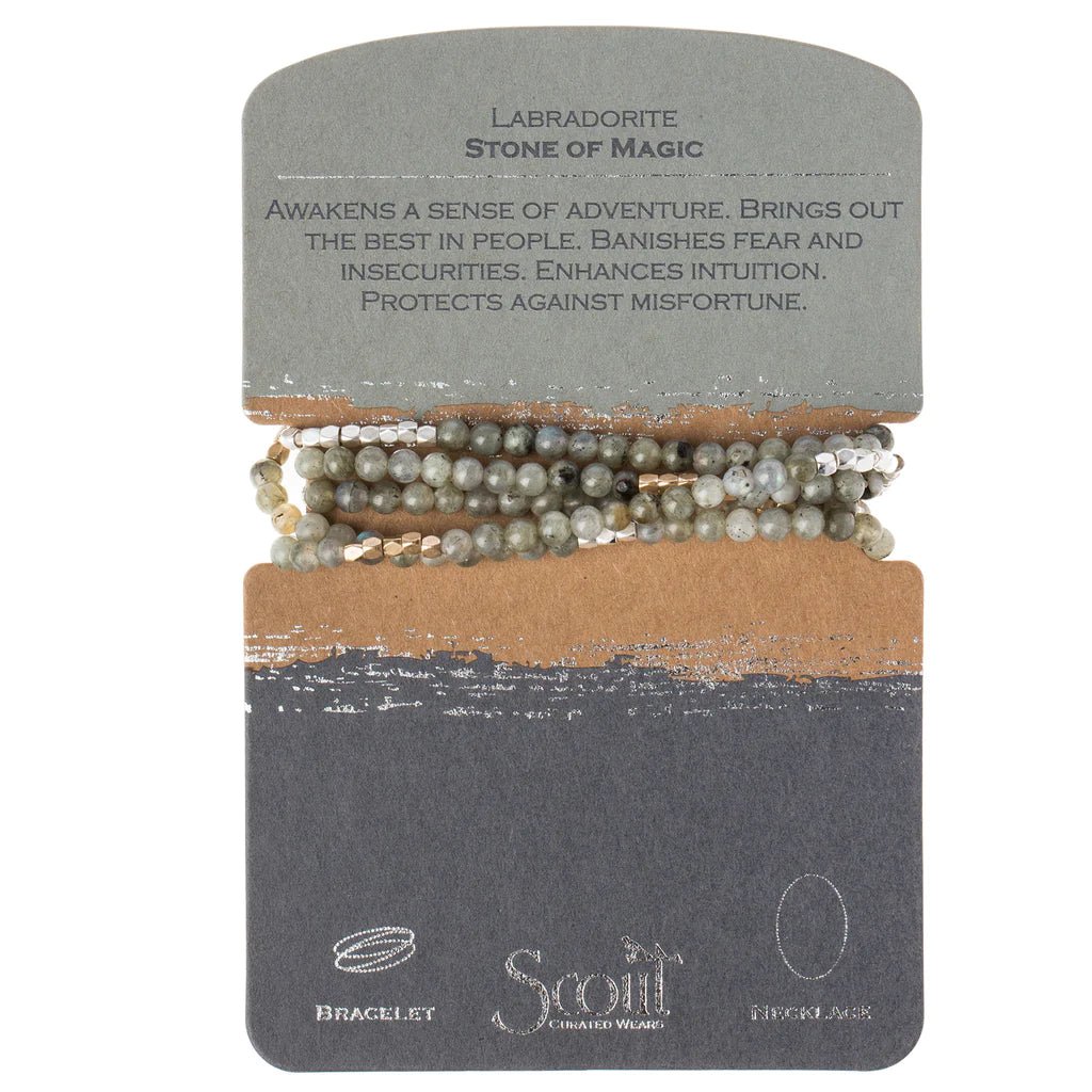 Stone Wrap Bracelet/Necklace - Labradorite - Mockingbird on Broad