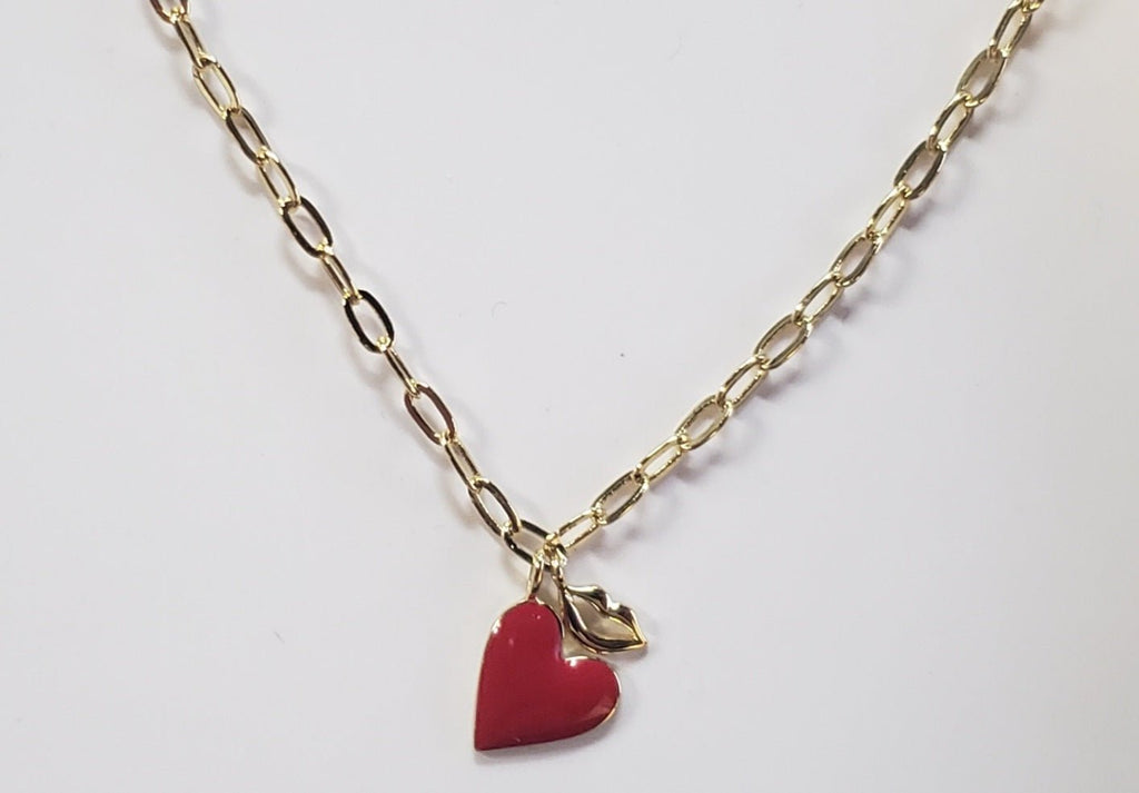 Gold Heart And Lips Necklace - Mockingbird on Broad