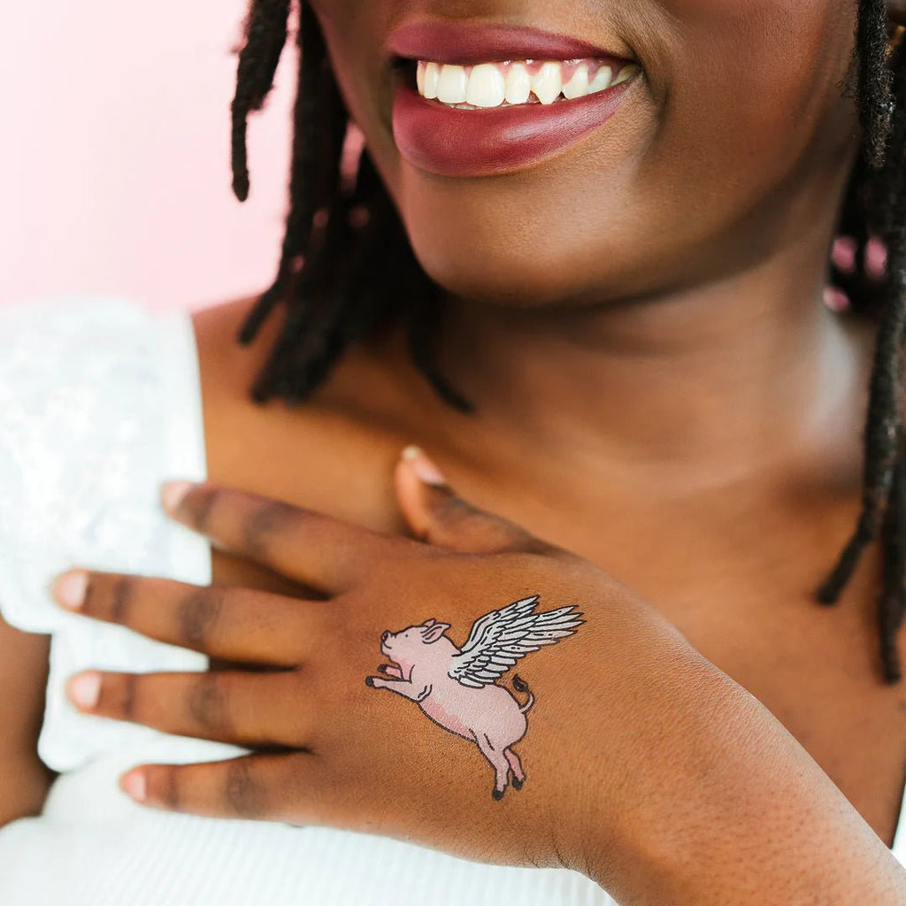 Tattly Temporary Tattoo - Flying Pig - Mockingbird on Broad