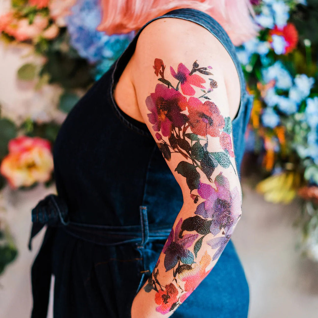 Temporary Tattoo - Floral Sleeve Kit - Mockingbird on Broad