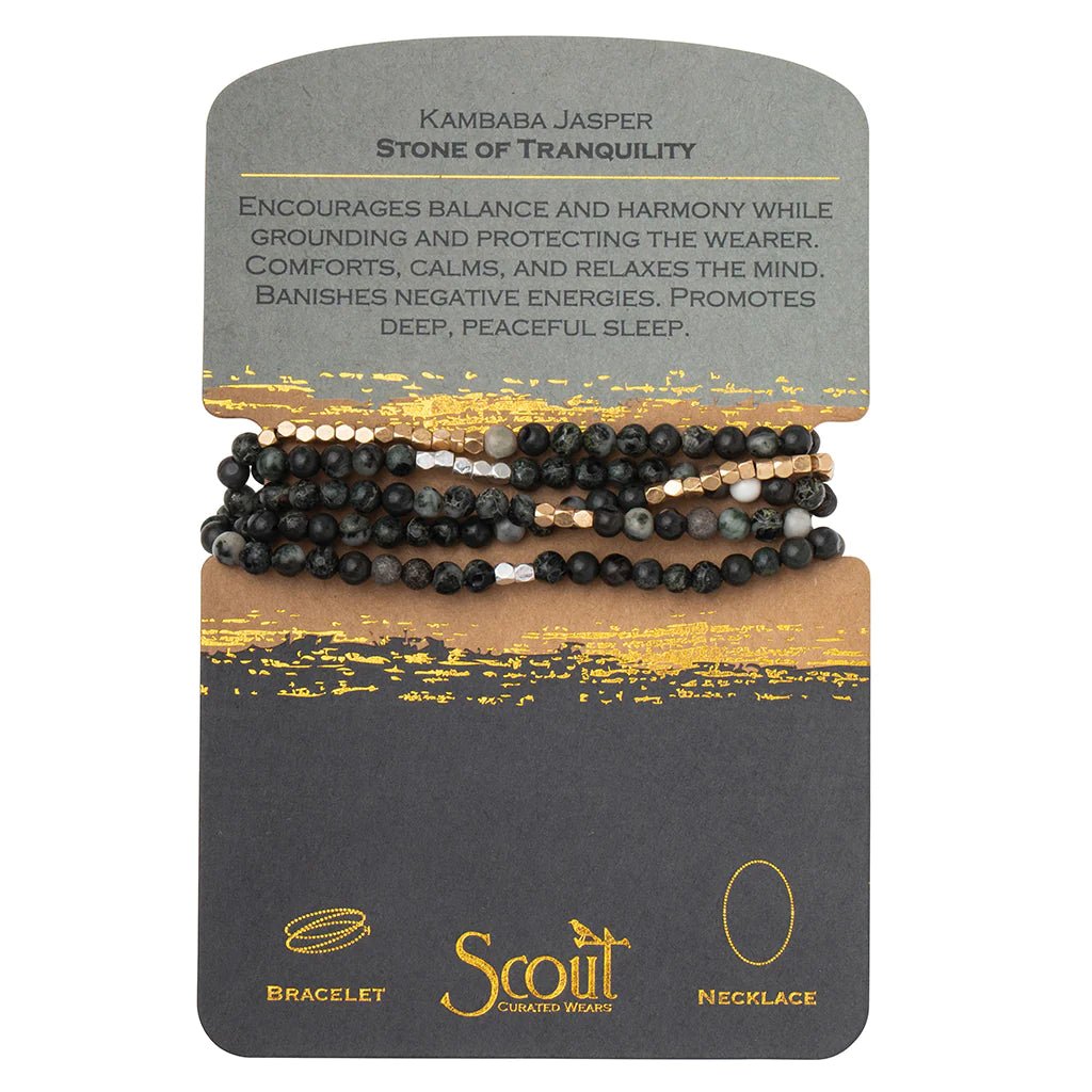 Stone Wrap Bracelet/Necklace - Kambaba Jasper - Mockingbird on Broad