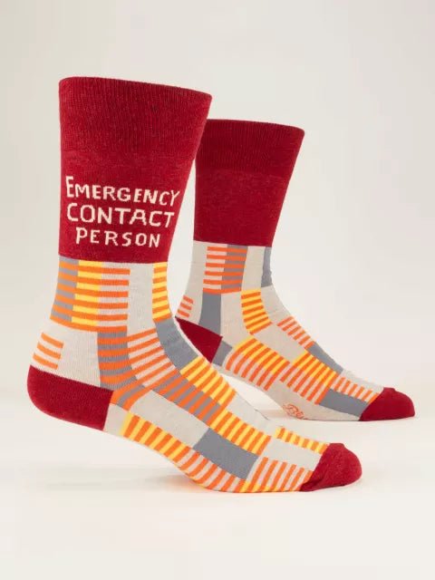 Men's Crew Socks -Emergency Contact - Mockingbird on Broad