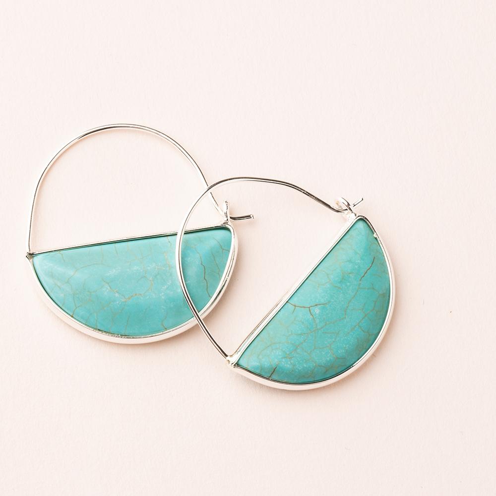 Stone Prism Hoops - Turquoise/Silver - Mockingbird on Broad