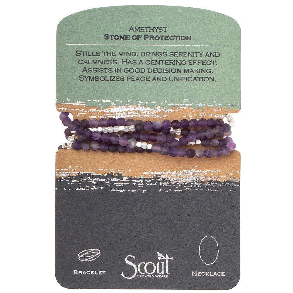 Stone Wrap Bracelet/Necklace - Amethyst - Mockingbird on Broad