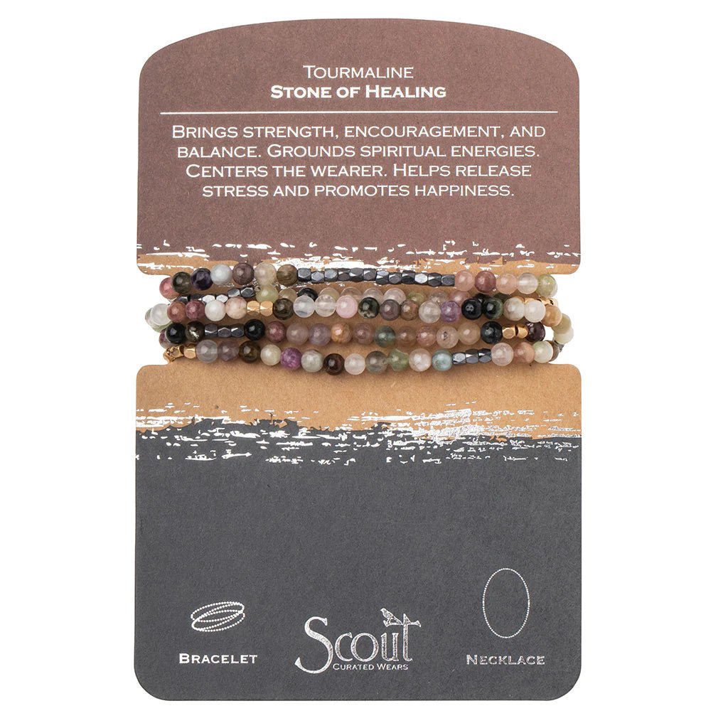 Stone Wrap Bracelet/Necklace - Tourmaline - Mockingbird on Broad