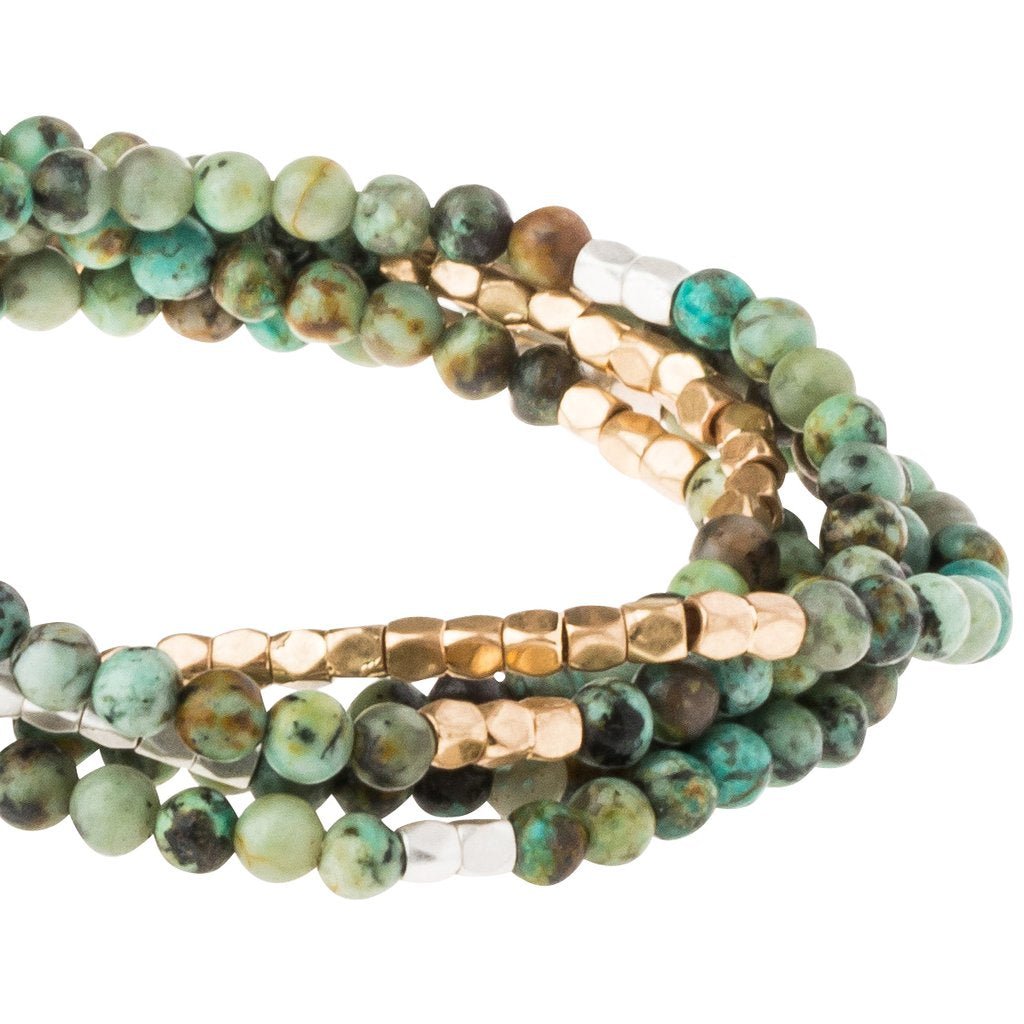 Stone Wrap Bracelet/Necklace - African Turquoise - Mockingbird on Broad