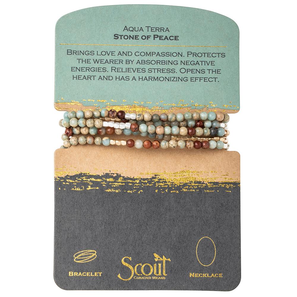 Stone Wrap Bracelet/Necklace - Aqua Terra - Mockingbird on Broad