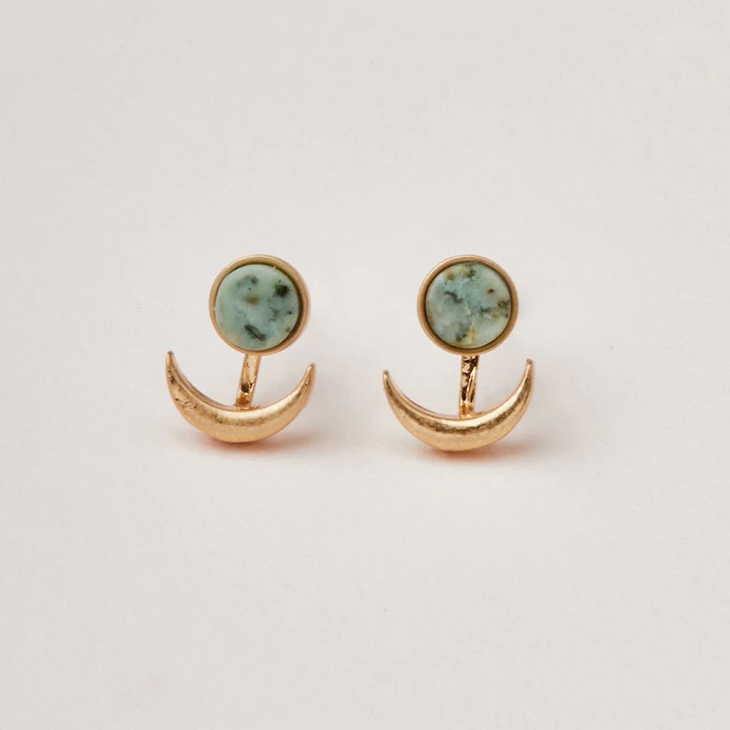 Scout Stone Moon Phase Earrings - African Turquoise - Mockingbird on Broad