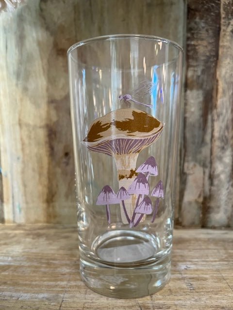 Drinking Glass | Mushroom with Dragonfly - Mockingbird on Broad
