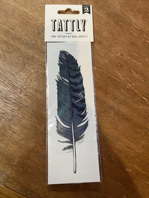 Tattly Temporary Tattoo - Blue Feather - Mockingbird on Broad