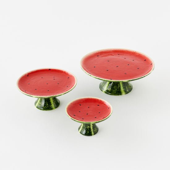 Watermelon Pedestal Plates - Mockingbird on Broad