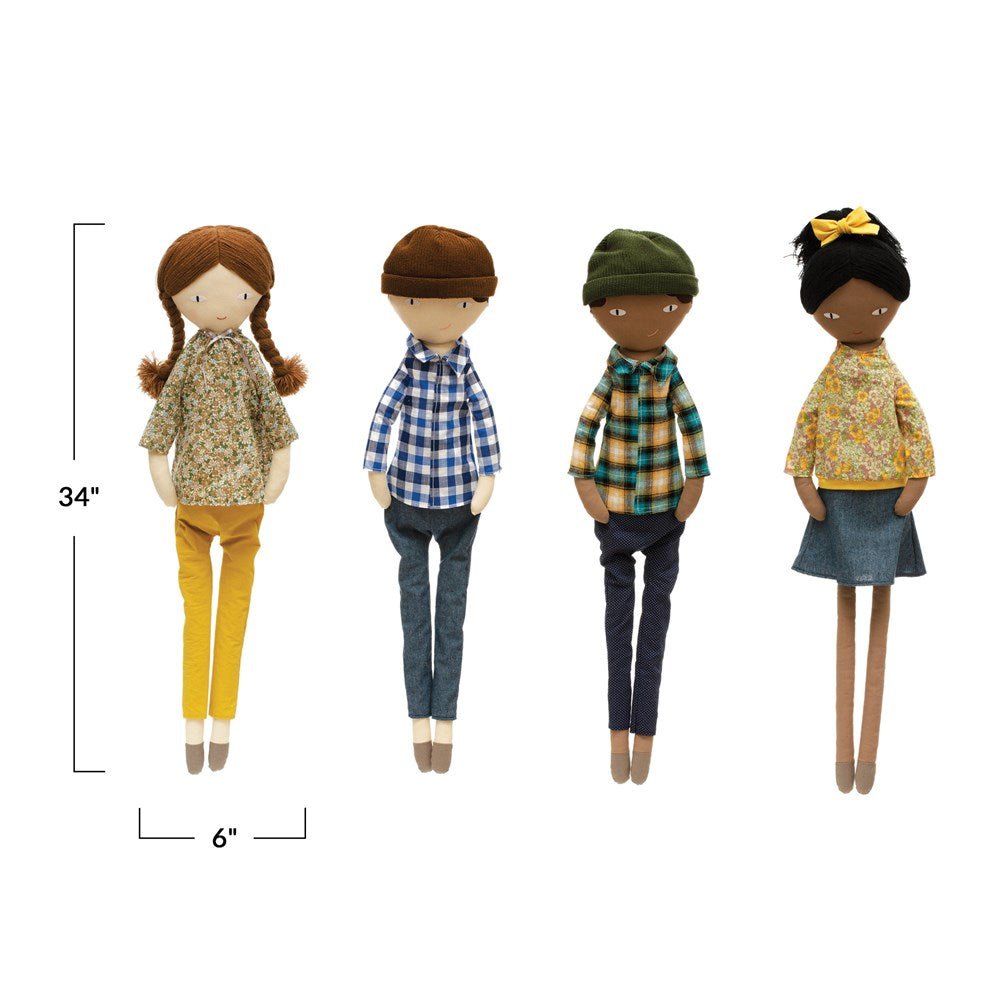 Lenny Long Doll - Girl in Yellow Green and Pink Floral Shirt - Mockingbird on Broad