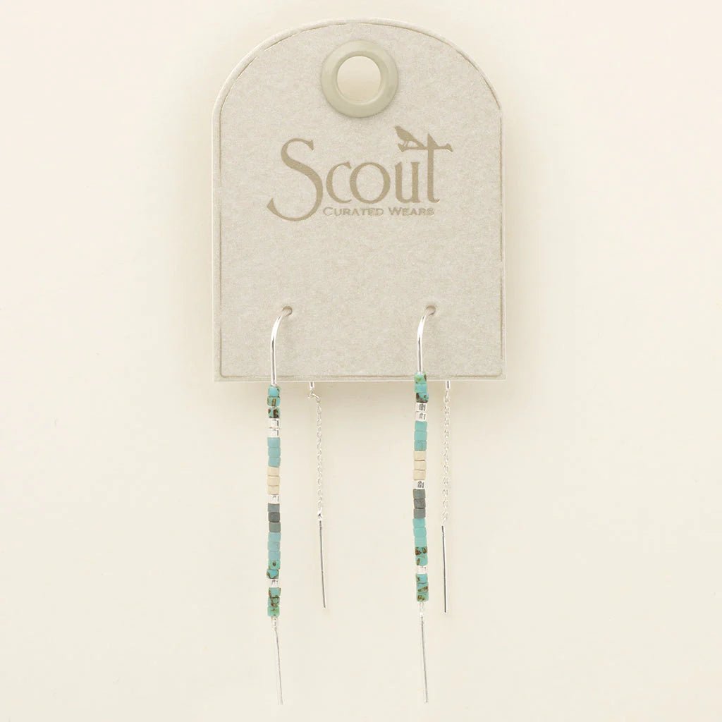 Miyuki Thread Earring - Turquoise/Silver - Mockingbird on Broad