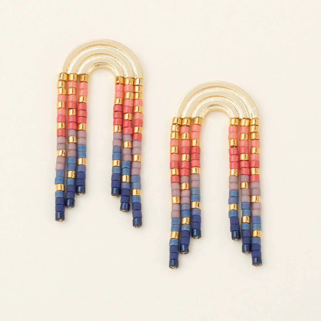 Miyuki Rainbow Fringe Earring - Multi/Gold - Mockingbird on Broad