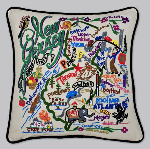 catstudio - New Jersey Pillow - Mockingbird on Broad
Capturing the essence of a place, each of our geography collection pillows is EMBROIDERED by HAND on 100% organic cotton.