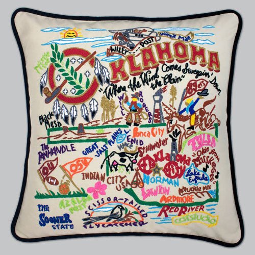 catstudio - Oklahoma Pillow - Mockingbird on Broad
Capturing the essence of a place, each of our geography collection pillows is EMBROIDERED by HAND on 100% organic cotton.