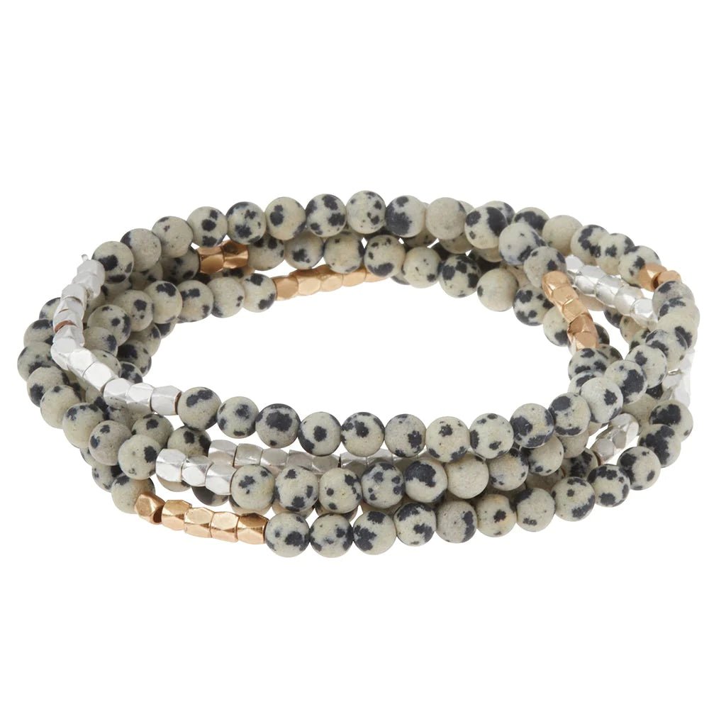 Stone Wrap Bracelet/Necklace - Dalmatian Jasper - Mockingbird on Broad