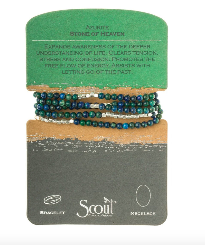 Stone Wrap Bracelet/Necklace | Azurite - Mockingbird on Broad