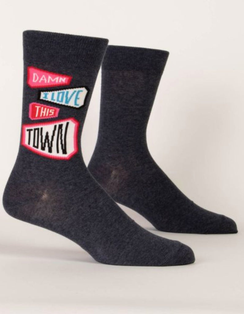 Men's Crew Socks - I Love This Town - Mockingbird on Broad