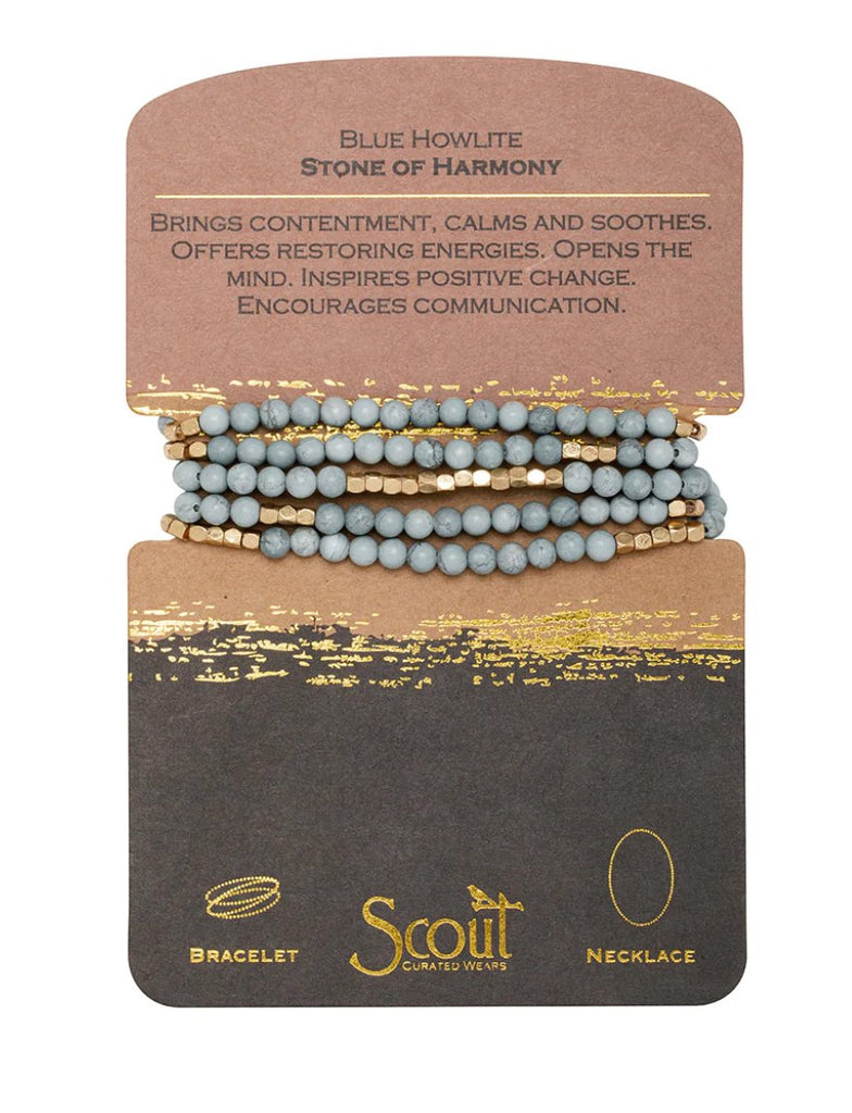 Stone Wrap Necklace/Bracelet - Blue Howlite - Mockingbird on Broad