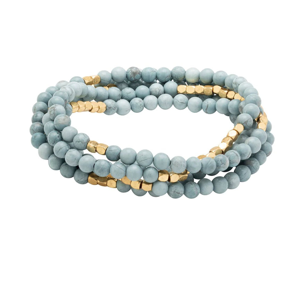 Stone Wrap Necklace/Bracelet - Blue Howlite - Mockingbird on Broad