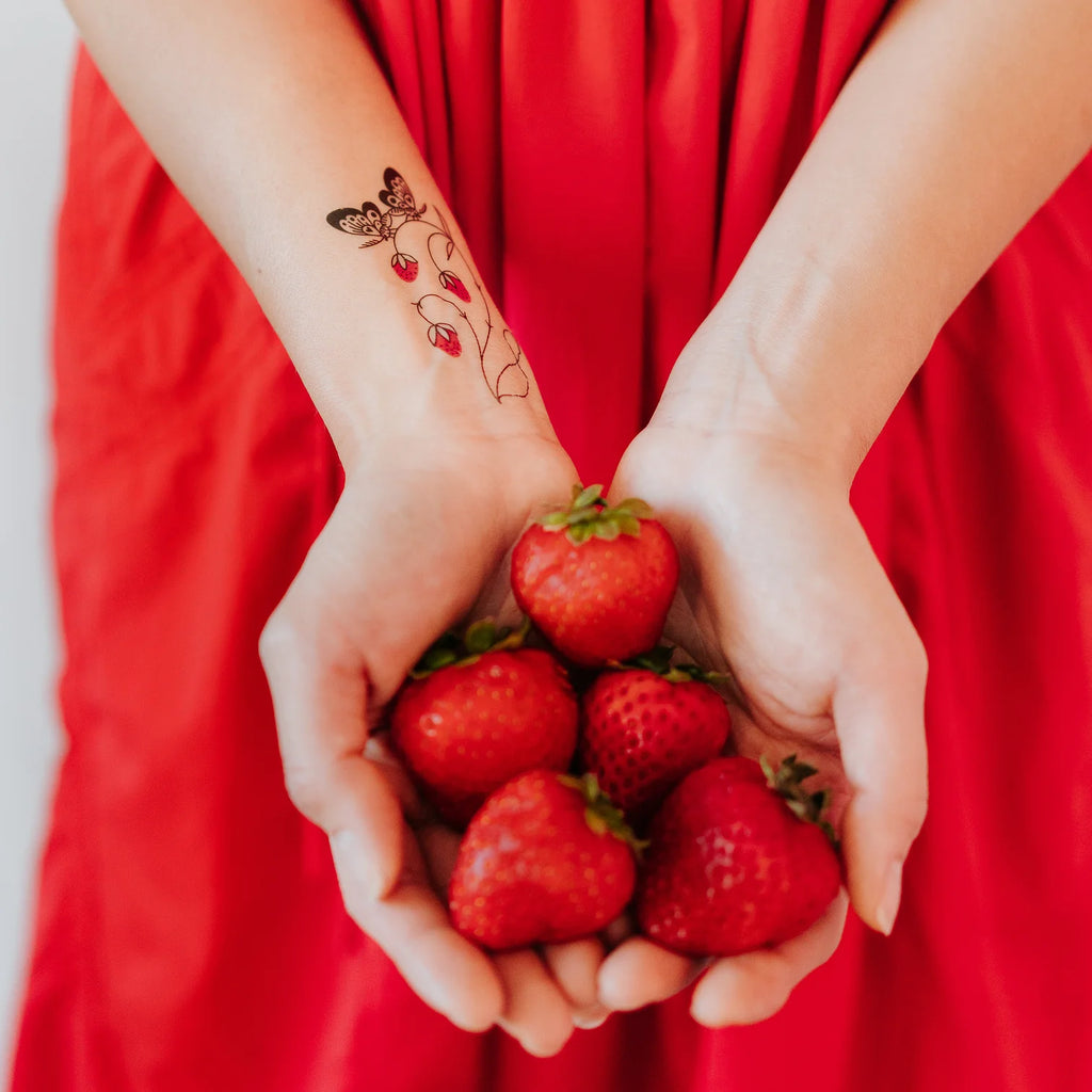 Tattly Temporary Tattoo - Strawberry Branch - Mockingbird on Broad