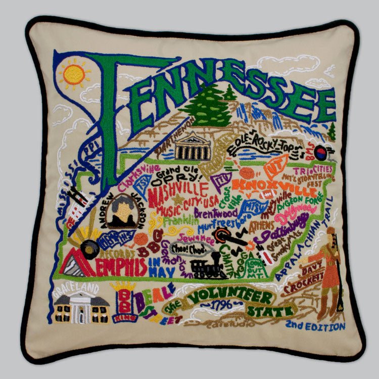 catstudio - Tennessee Pillow - Mockingbird on Broad
Capturing the essence of a place, each of our geography collection pillows is EMBROIDERED by HAND on 100% organic cotton.