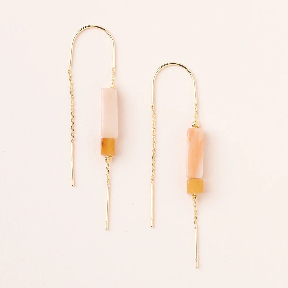 Stone Threader Earrings | Rose Quartz/Gold - Mockingbird on Broad