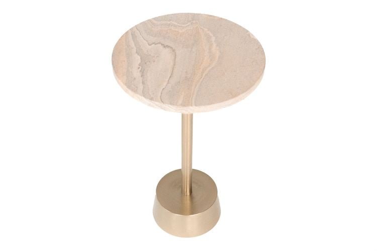 Anaya | Rainbow Sandstone Gold Metal Side Table - Mockingbird on Broad