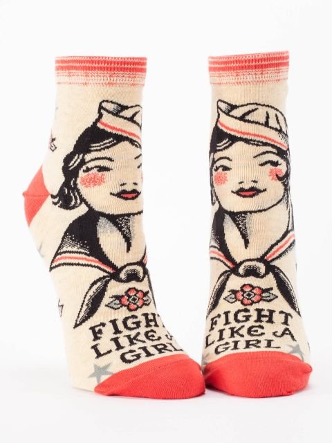 Ankle Socks - Fight Like A Girl - Mockingbird on Broad