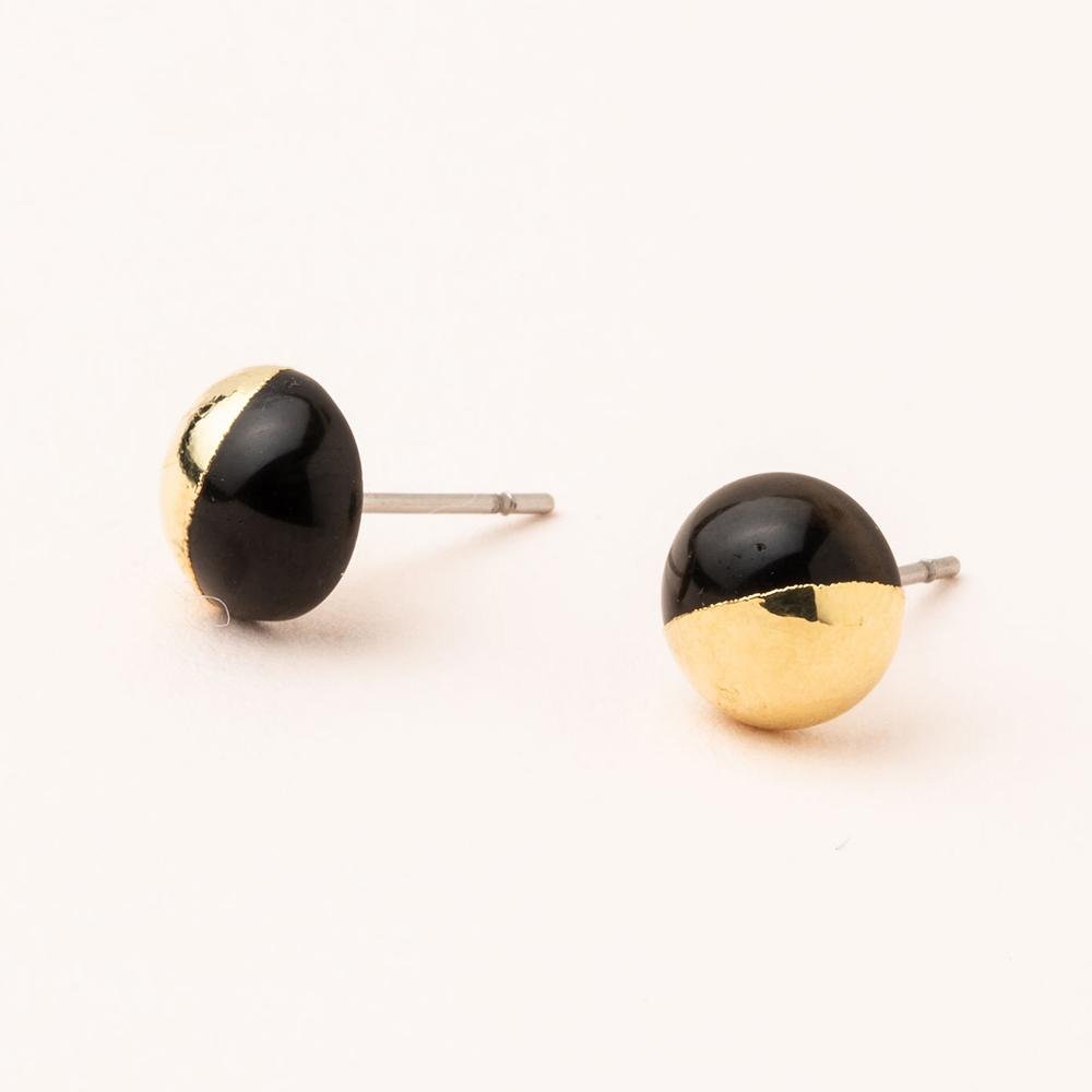 Dipped Stone Stud Earrings - Spinel & Gold - Mockingbird on Broad