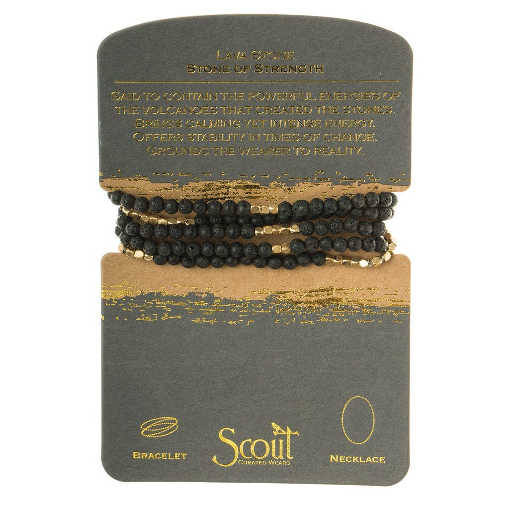 Stone Wrap Bracelet/Necklace - Lava Stone - Mockingbird on Broad