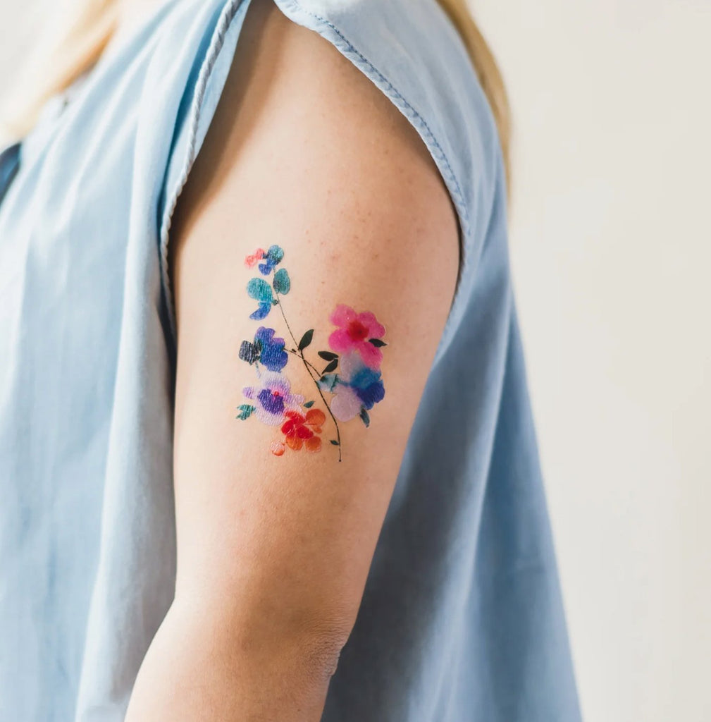Tattly Temporary Tattoo - Blue Orchid - Mockingbird on Broad