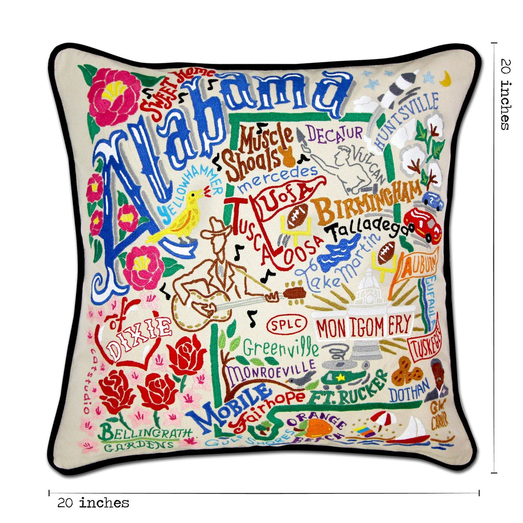 Catstudio - Alabama Hand - Embroidered Pillow - Mockingbird on Broad