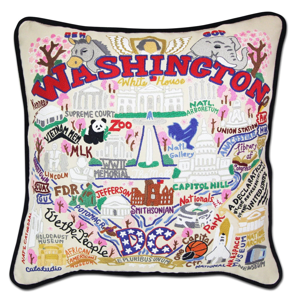 catstudio - Washington DC Hand - Embroidered Pillow - Mockingbird on Broad