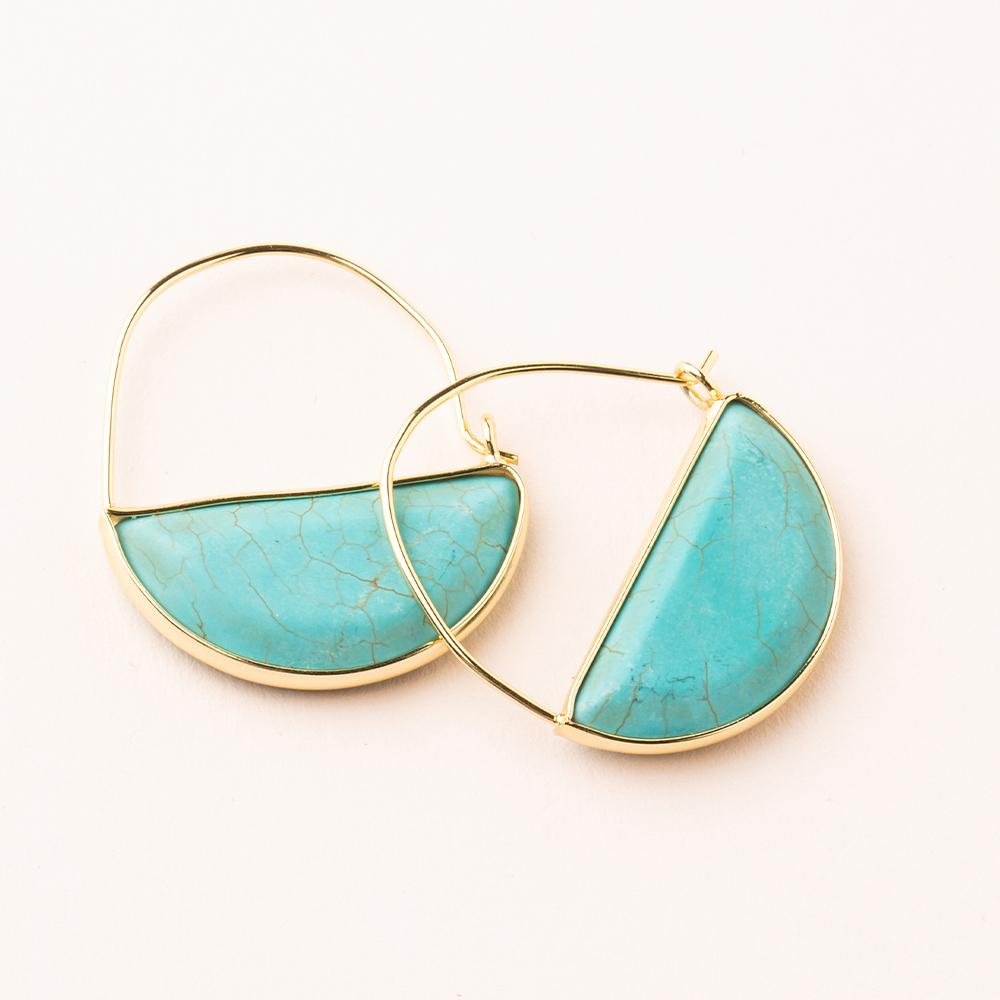 Stone Prism Hoop Earring - Turquoise/Gold - Mockingbird on Broad