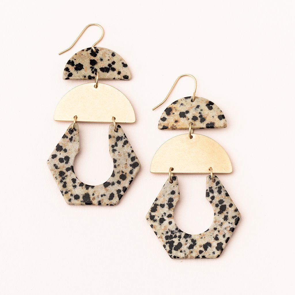Stone Cutout Earring - Dalmatian Jasper/Gold - Mockingbird on Broad